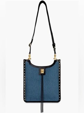 REBECCA MINKOFF | Medium Darren North/South Denim & Leather Crossbody Bag